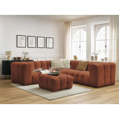 Canapé d'angle fixe 5 places en tissu avec pouf, CLOUD BOBOCHIC
