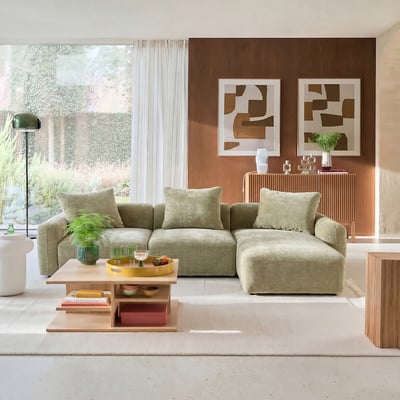 Halbes Sofa mit linker Armlehne für Modulsofa, Jacquard-Chenille, AMAD LA REDOUTE INTERIEURS
