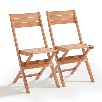 Lot de 2 chaises pliantes d'extérieur en bois d'eucalyptus, SETE OVIALA