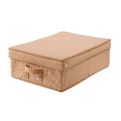 Boîte rangement avec couvercle tissu bouclette beige - L31,5 cm CALICOSY