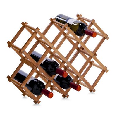 Range-bouteilles accordéon bois bambou  10 bouteilles ZELLER PRESENT