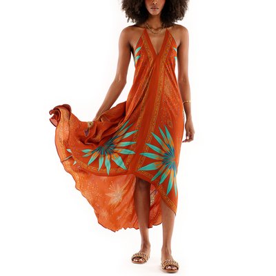 Robe de plage dos nu longue imprimé VOILA COMETE WILD