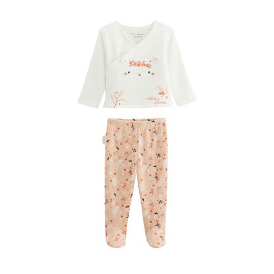 Ensemble bébé gilet et pantalon en coton nid d'abeille Miss Plume PETIT BEGUIN