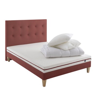 Ensemble matelas 100% latex, sommier, pieds, tête de lit, couette et oreiller Crépuscule 200 SOMEO