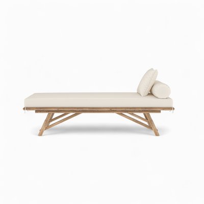 Banquette de jardin en bambou avec matelas - VADELLA RENDEZ-VOUS DÉCO