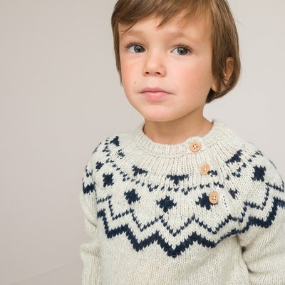 Crew Neck Jumper/Sweater with Jacquard Yoke LA REDOUTE COLLECTIONS