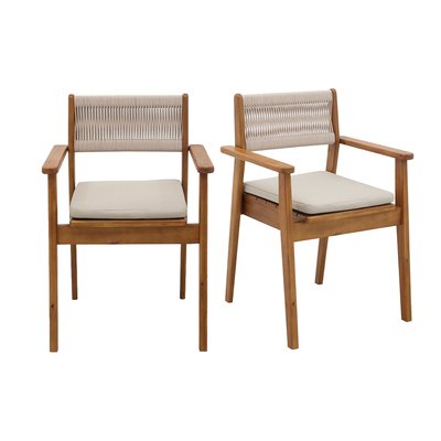 Fauteuils de jardin en bois massif et corde tressée (lot de 2) ZEPHYR MILIBOO