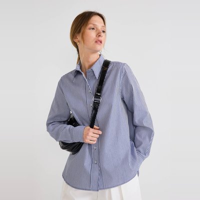 Chemise manches longues rayée en coton MONOPRIX