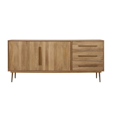 Buffet bas en bois massif 2 portes 3 tiroirs 180 cm, BRUGES BOBOCHIC