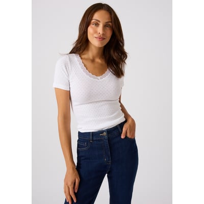 Lot de 2 t-shirts maille jacquard et dentelle DAMART