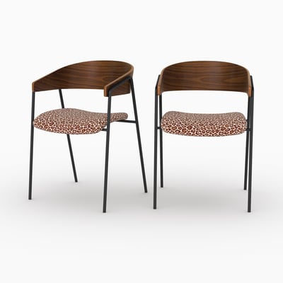 Lot de 2 chaises en tissu léopard - ESMÉE MAISON PAVANE