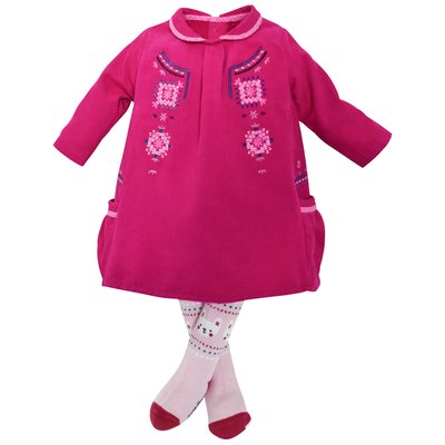 Robe + collant bebe fuchsia folklore baby SUCRE D'ORGE