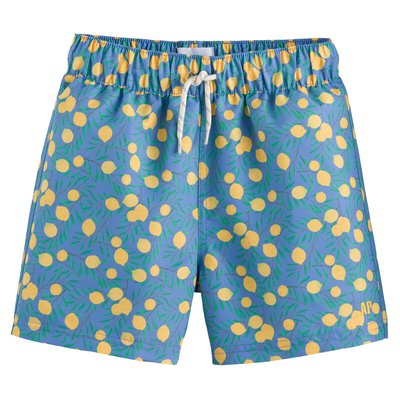 Recycled Swim Shorts in Lemon Print ARSENE ET LES PIPELETTES X LA REDOUTE
