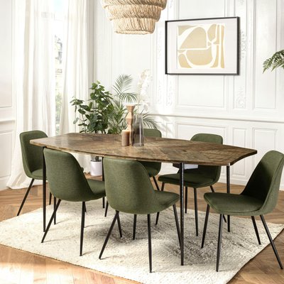 Table de repas forme oblongue bois recyclé chevrons 200 cm KORKAI PIER IMPORT