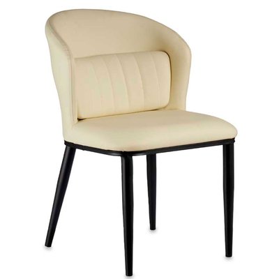 Fauteuil similicuir beige avec coussin dos rond WADIGA