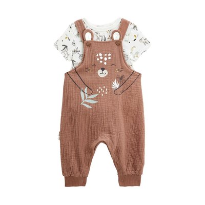 Ensemble salopette bébé en gaze de coton et t-shirt Yao PETIT BEGUIN