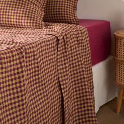 Drap plat en lin lavé, Acélie Bordeaux LA REDOUTE INTERIEURS