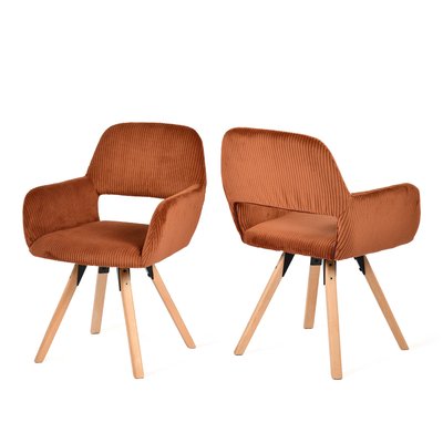Lot de 2 chaises de salle à manger velours côtelé scandinave, CROMWELLMID MEUBLES COSY