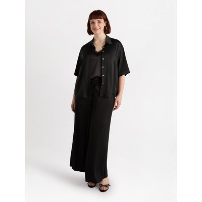 Chemise en satin de viscose extensible avec patte de boutonnage cachée FIORELLA RUBINO