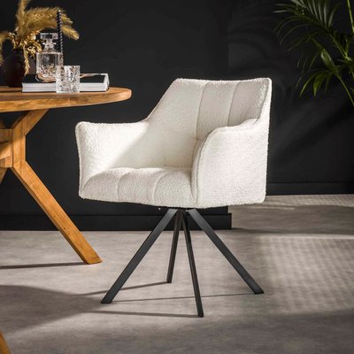 Fauteuil pivotant de table en bouclette blanche (lot de 2) MELBOURNE PIER IMPORT
