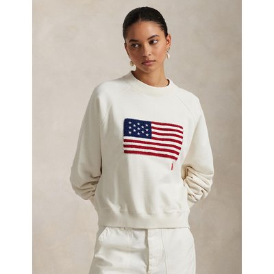 Rundhals-Sweatshirt mit langen Ärmeln und aufgestickter USA-Flagge POLO RALPH LAUREN