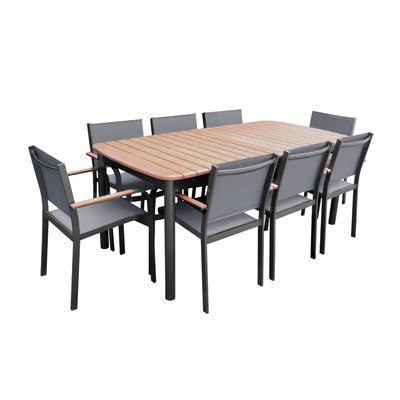 Table de jardin bois d'eucalyptus et aluminium + 8 assises SAMANA SWEEEK