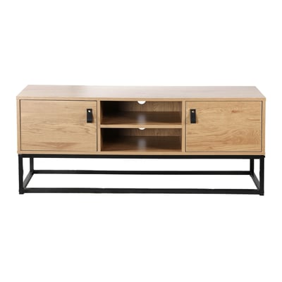 Meuble TV Décor Chêne 2 Portes 2 Niches L120 cm - JILL CALICOSY