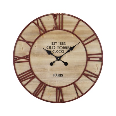 Horloge ronde en bois et métal rouillé 70cm EMDE