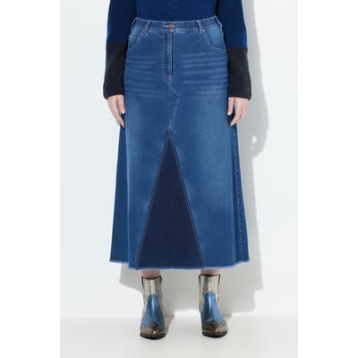 Jupe en jean, denim stretch et ourlet frangé ULLA POPKEN