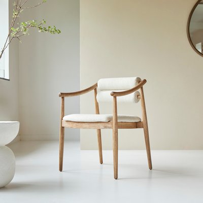 Fauteuil en acacia massif et tissu bouclette COLOMBE TIKAMOON