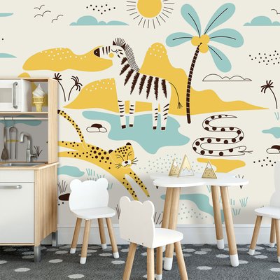 Papier peint enfant zou le zebre HEXOA