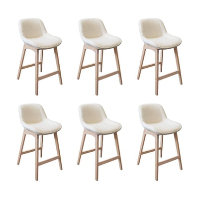 Lot de chaises d'îlot et bar en chêne et assise tissu bouclette 65cm MILK | Lot de 6 MOB IN