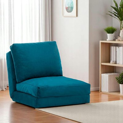 Fauteuil convertible bleu canard - tissu MODI PIER IMPORT