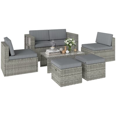 Salon de jardin 6 places encastrable OUTSUNNY