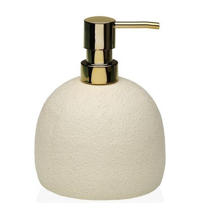 Distributeur de savon en résine beige et doré 7.5X7.5x10.5cm VERSA