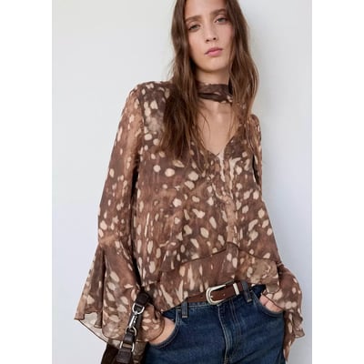 Blouse gaze imprimée MANGO