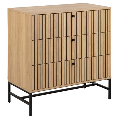 Commode rectangulaire 3 tiroirs effet tasseaux BAÏKA TOILINUX