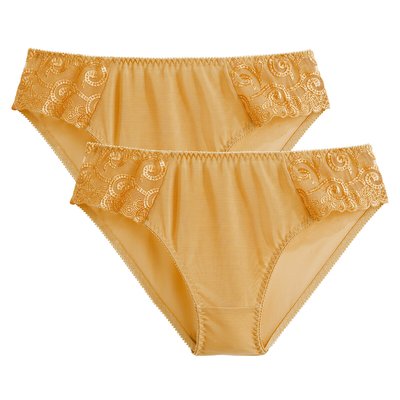 Pack of 2 Lyssa Knickers in Plain/Embroidered Tulle LA REDOUTE COLLECTIONS