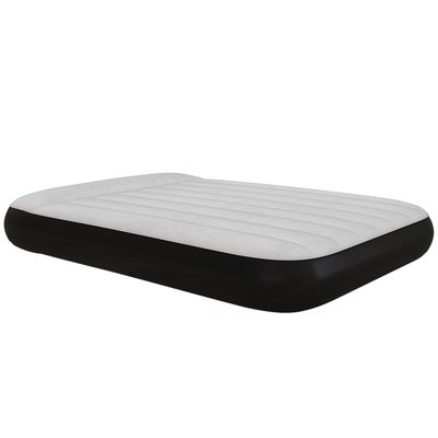 Matelas gonflable 2 places gonfleur électrique intégré sac PVC noir surface floquée gris clair OUTSUNNY