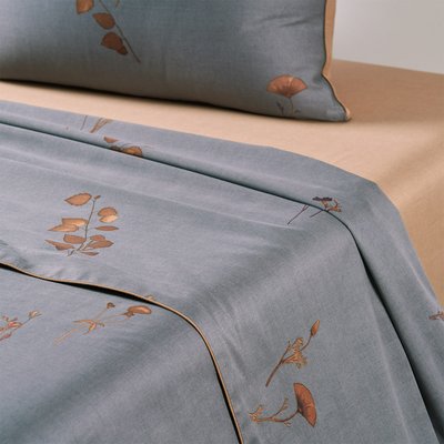 Drap plat en satin de coton bleu, MIDNIGHT FLOWERS BOSS HOME