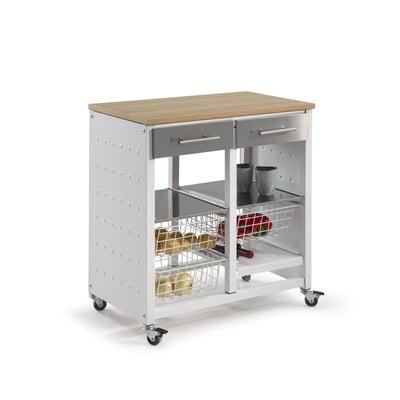 Chariot de cuisine BERGEN avec tiroirs, paniers et porte-bouteilles DON HIERRO