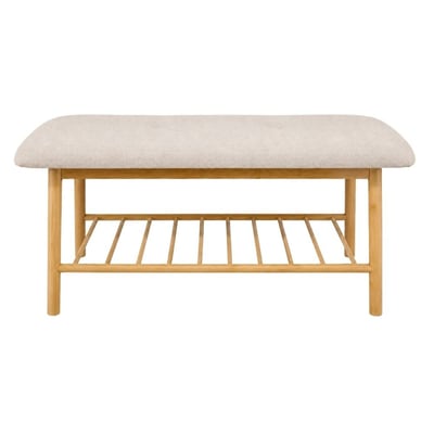 Banc range chaussures en bambou, tissu 90x45cm ORNAMI