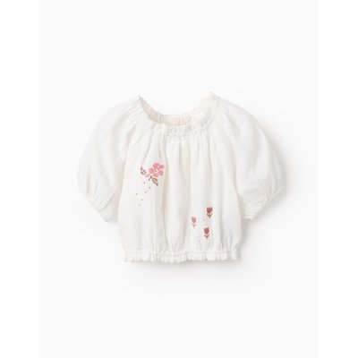 Blouse Camponaise en Gaze avec Point de Croix ZIPPY
