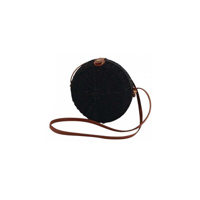 Sac rond en rotin teinté Noir AUBRY GASPARD
