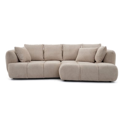 Canapé d'angle convertible 3 places en tissu bouclette, AUDE BOBOCHIC