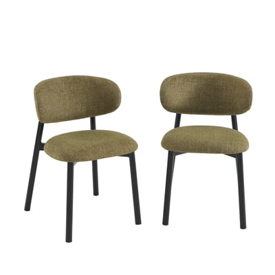 Lot de 4 chaises en tissu bouclette et pieds métal noir CIARA SORELH