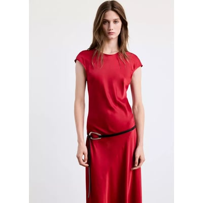 Robe midi col rond MANGO