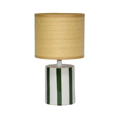Lampe de table intérieur céramique abat-jour effet rotin H 28cm AURORE SWEEEK