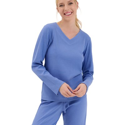 Haut pyjama top col V manches longues Lucky LISCA