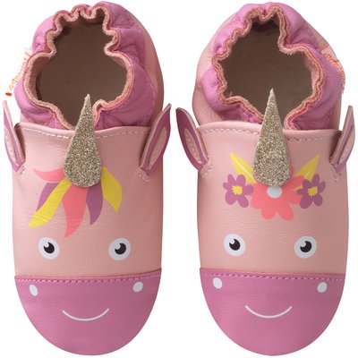 Chaussons bébé cuir souple Lise la licorne TICHOUPS